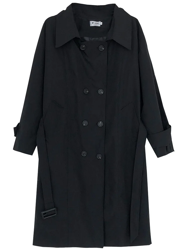 

2021 new small mid-length loose coat spring and autumn black gentle windbreaker coat female British style