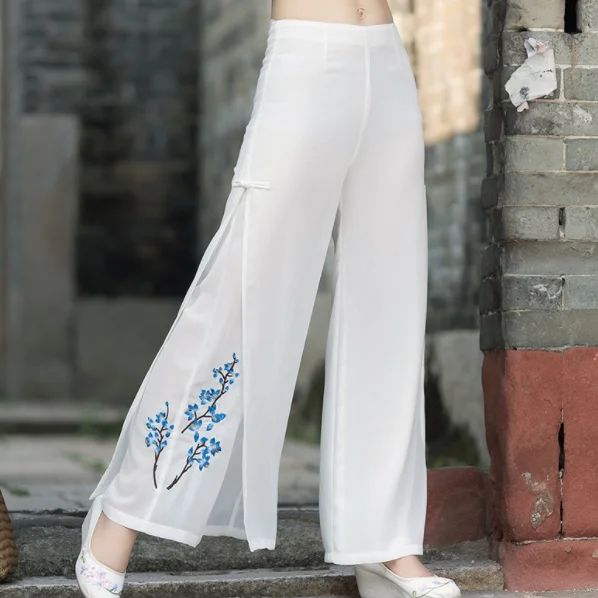 Женские открытые шифоновые широкие брюки со средней талией размера плюс S 5XL