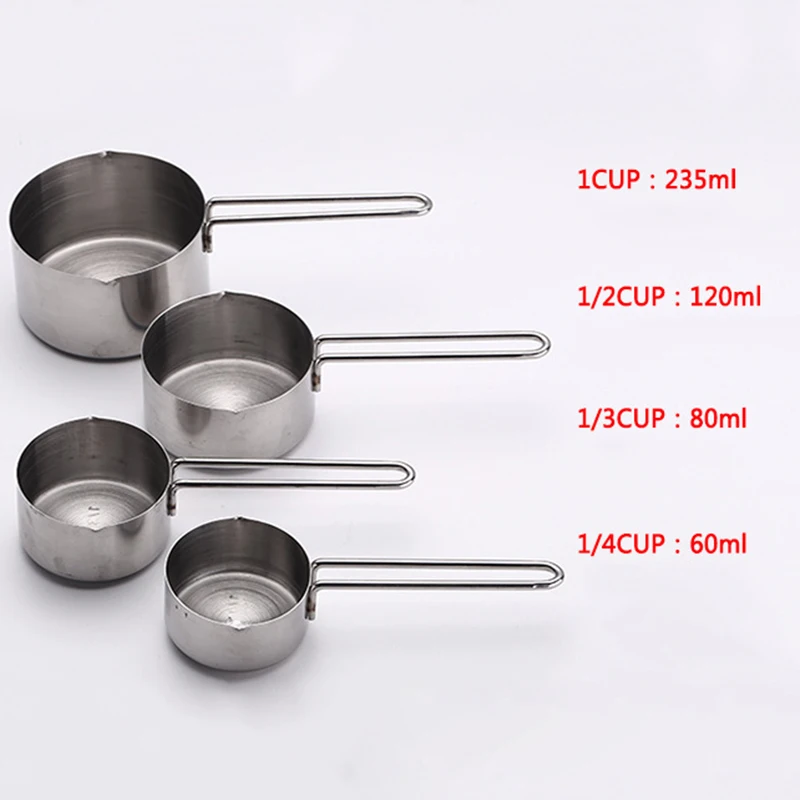 

4pcs Stainless Steel Anti-Corrosion Measuring Cup Baking Scale Measuring Seasoning Spoon K888