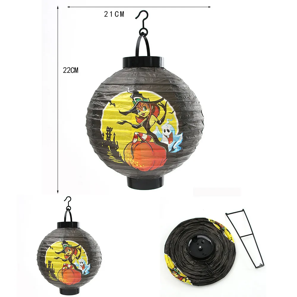Хэллоуин декоративные бумажные фонари Тыква паук череп ведьма подвесной фонарь