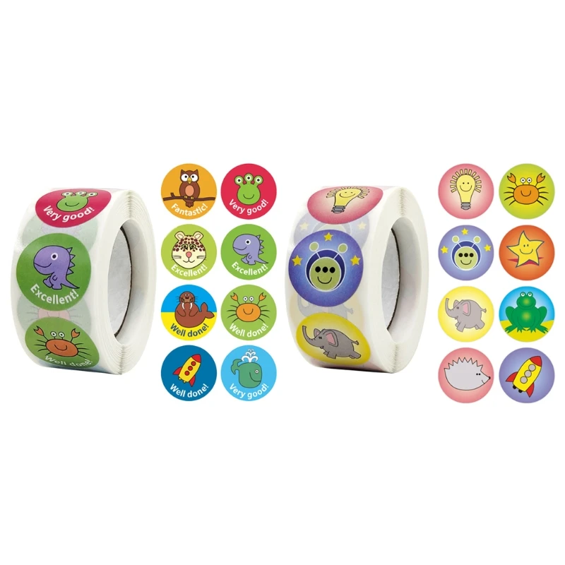 

Cartoon Animal Sticker 500 Pcs/Roll Cute Animal Stickers Roll for Water Bottles