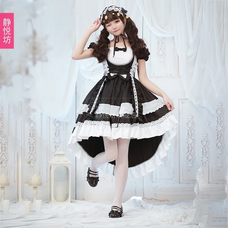 Оригинальный черно-белый костюм горничной Платье для костюмированной вечеринки