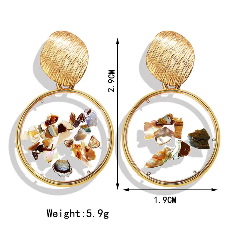 

Luokey Vintage Earrings For Women Alloy Gold Color Transparent Shell Dangle Earrings Irregular Boho Earrings Wedding Accessories