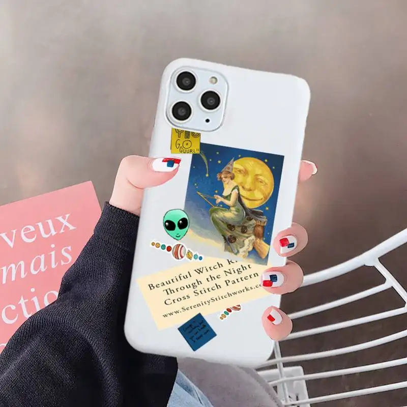 

painting Memo retro art aesthetics ins Phone Case White Candy Color for iPhone 6 7 8 11 12 s mini pro X XS XR MAX Plus