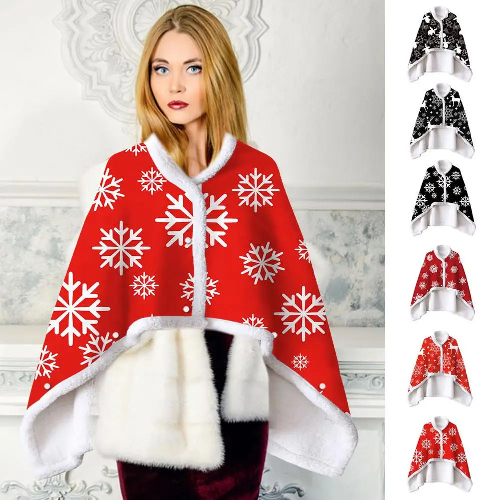 

120x150CM Christmas Cloak Christmas Halloween Costumes Cloak Christmas Fleece Shawl Cloak Thick Double-Sided Blanket Warm And Co