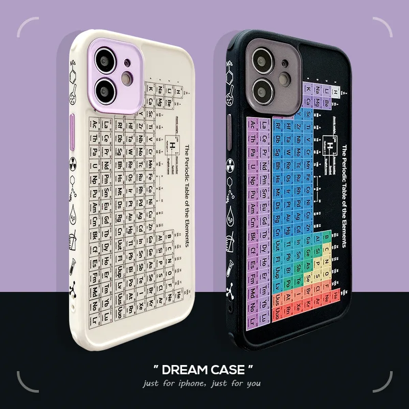 

Chemistry Periodic Table of Elements Phone Case for IPhone 8 7 Plus SE 2020 12 11 Pro X XS Max XR Student Knowledge Cover Coque