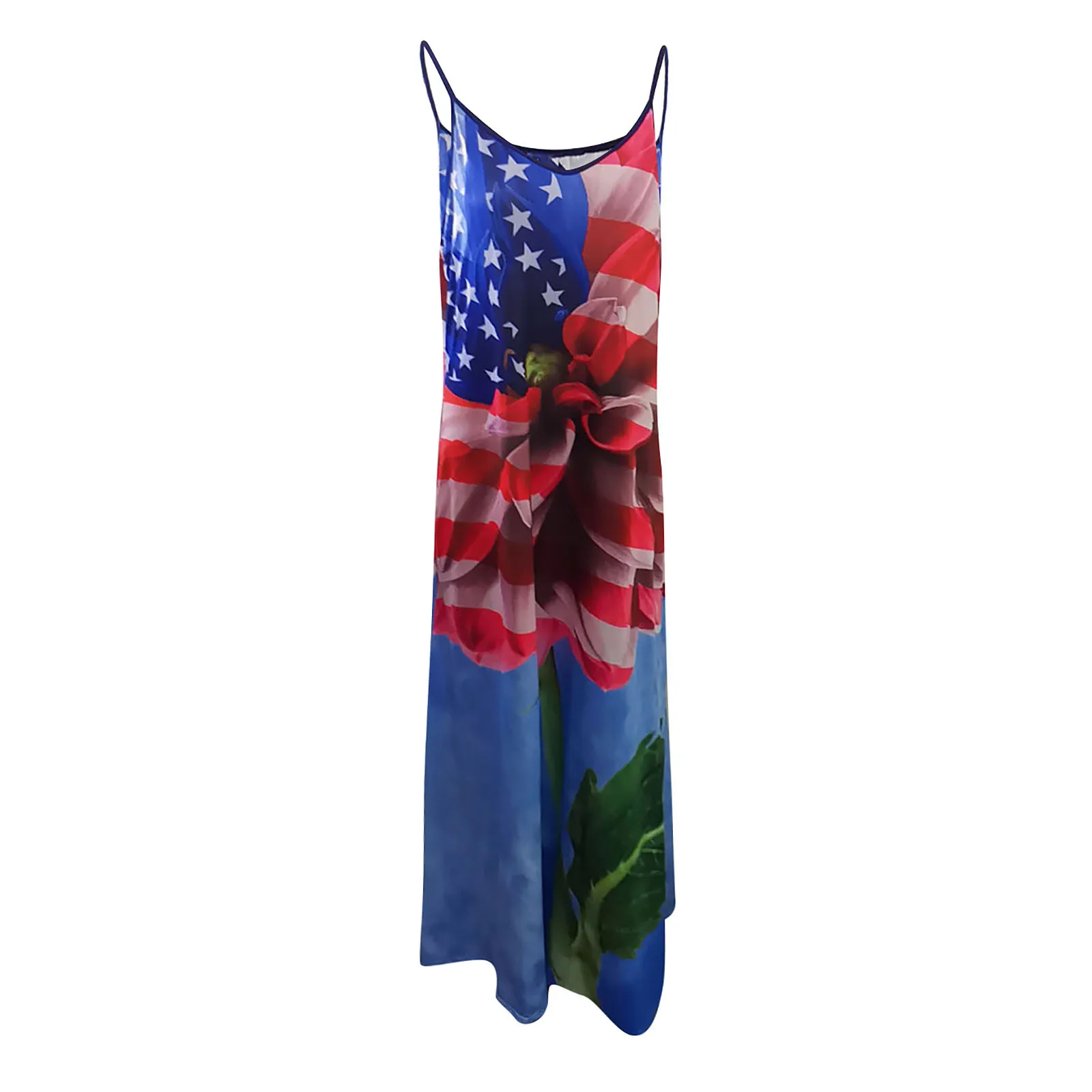 

Summer Dress 2021 Women Summer O-neck Independence Day Sleeveless Spaghetti Pullover Long Dresses Beach Dress Female Vestidos