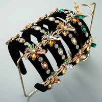 european and american geometric full diamond crystal bee pressure hairband fashion luxury fabric hairpin jewelry tiara wholesale