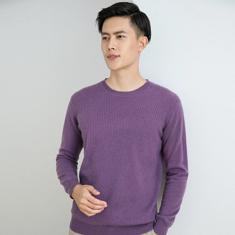 

Top Grade Pure Cashmere Knitted Sweaters Men Long sleeve 4Colors Winter Autumn 100% Pashmina Jumpers Oneck Man Knitwear
