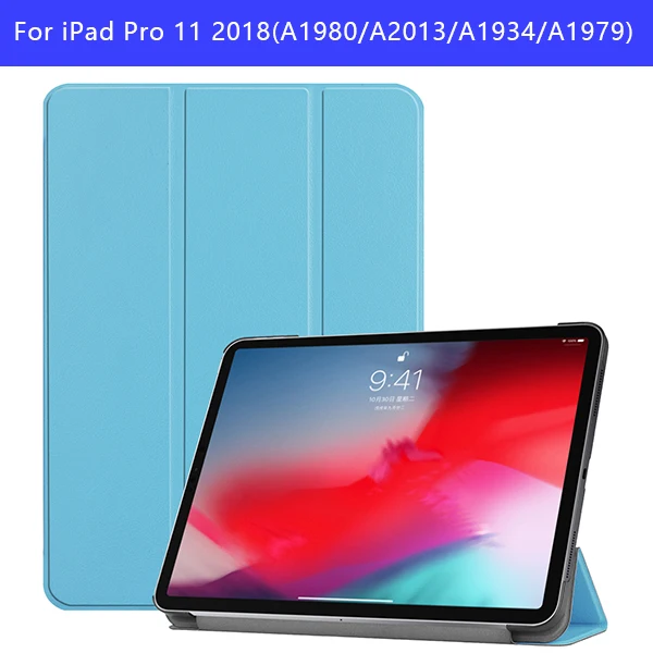 IPADPRO11 KST BU Чехол для планшета для ipad pro 11, однотонный чехол из ТПУ, чехол для нового ipad pro 11 с держателем для карандашей, Смарт, трехслойная подставка - Цвет: IPADPRO11 KST BU