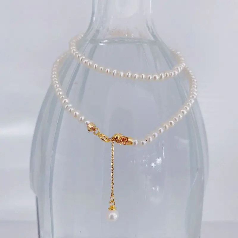 

100% 925 Sterling Silver Pearl Pendant Necklace For Women High Necklace Female Wedding Party Fine Jewelry 40cm Necklace