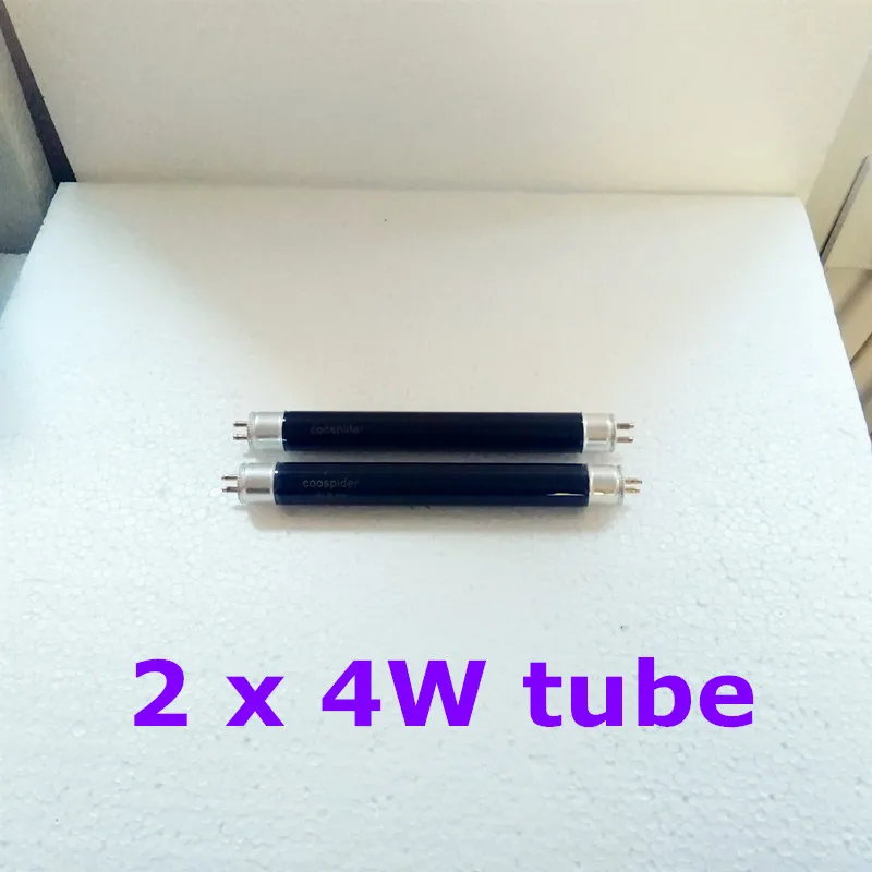 4W TUBE x 2 Черный светильник, синий BLB светильник, УФ-лампа с креплением и проводом, Европейская или американская вилка, 110 V-240 V T5 4W 6W 8W - Мощность в ваттах: 4W TUBE x 2