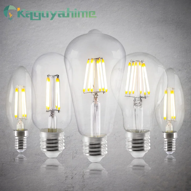 

Kaguyahime E27 E14 Retro Edison Bulb LED Edison Lamp 220V 240V ST64 G95 Filament Light LED Edison Candle Bulb Ampoule Lampara