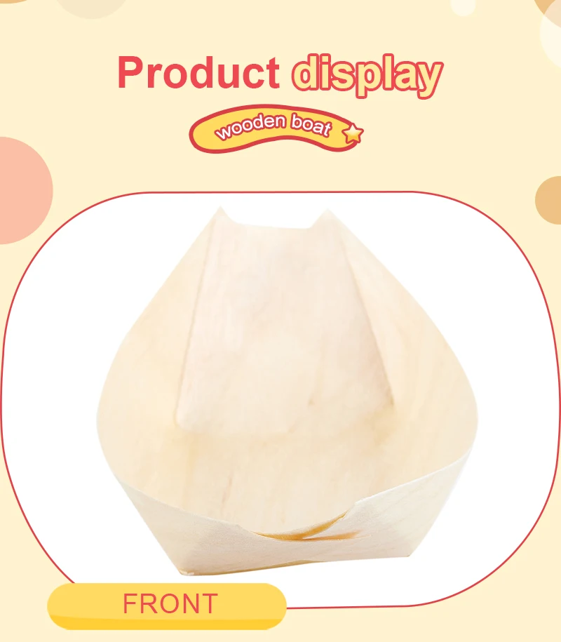 50x finger food- bowls, "boat" biodegradable wood cake tool bar accessory disposable party tableware
