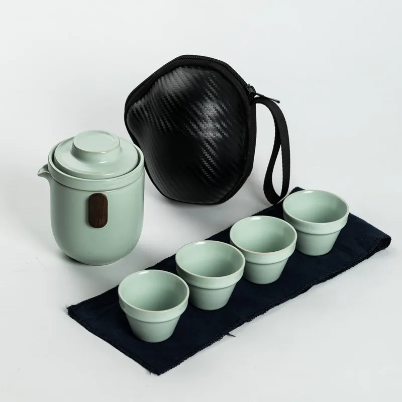 

Outdoor Japanese Tea Set Ceramic Portable Travel Teapot Set Porcelain Afternoon Tea Cup Set Gift Tetera Teaware Sets DA60CJ