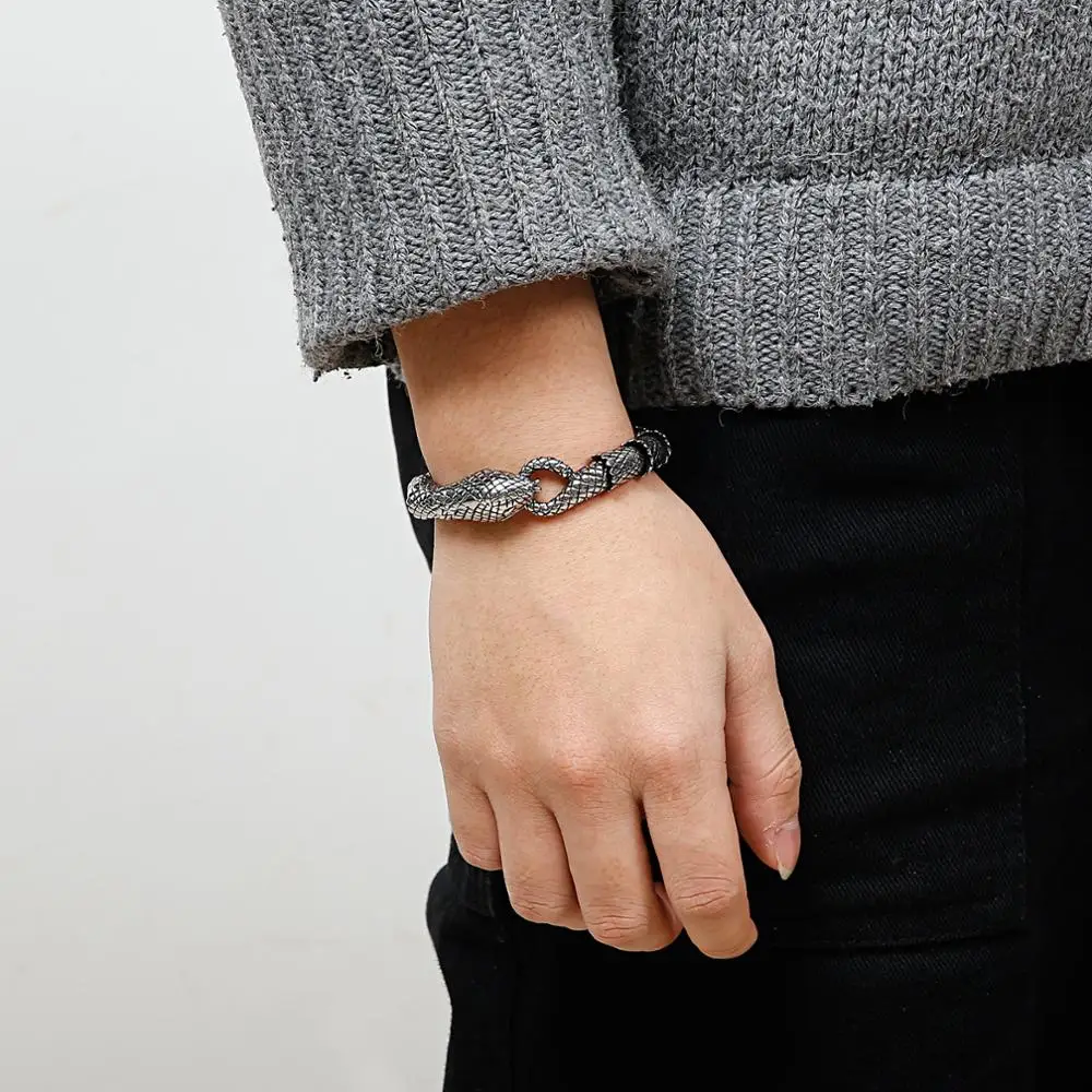 

Fongten Punk Unisex Bracelet Jewelry Retro Snake Chain Stainless Steel Viking Fashion Bracelet Homme