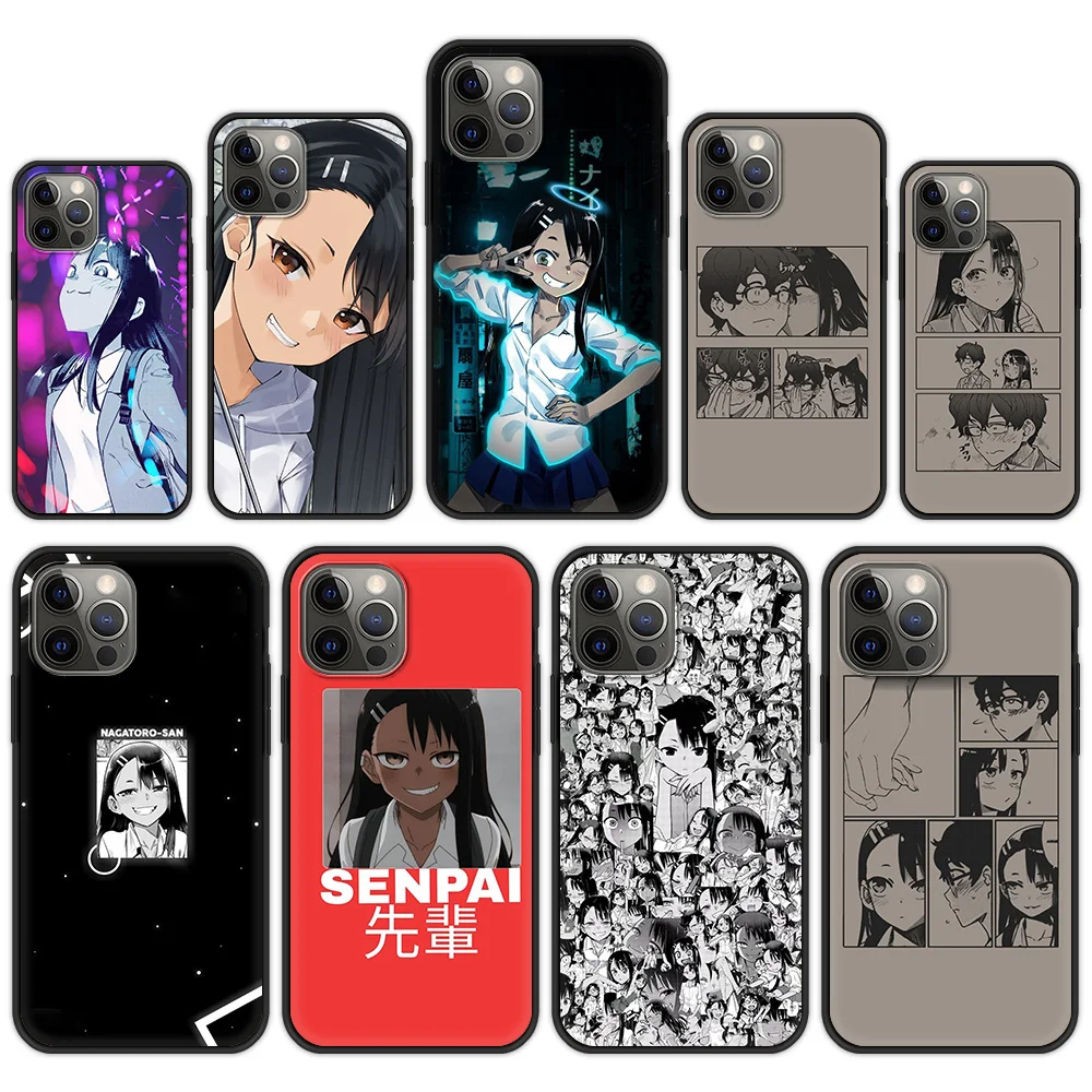 

Nagatoro San аниме чехлы для iPhone 13 12 11 Pro Max 8 7 Plus Чехол черный мягкий чехол для iPhone X XS Max XR ударопрочный чехол из ТПУ