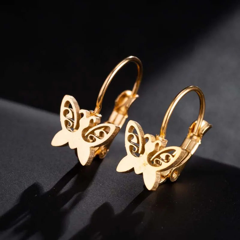 Korean Silver Plated Stainless Steel Origami Butterfly Earrings For Women Lover Small Stud Hook Earings Jewelry BFF Gift |