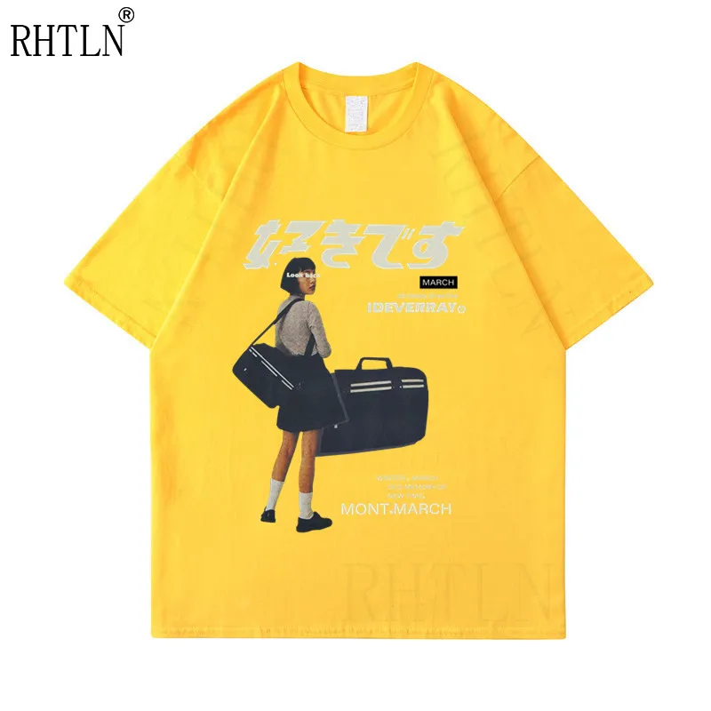 Hip Hop Streetwear Harajuku T Shirt Girl Japanese Kanji Print Tshirt 2021 Men Summer Short Sleeve T-Shirt Cotton Loose Tops Tees
