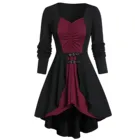 Женское винтажное платье в готическом стиле, однотонное платье большого размера с кружевными вставками в виде черепа