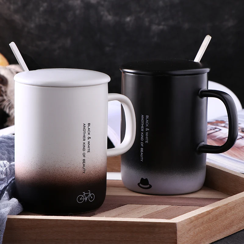 Ceramic Mug Cup Travel Stylish Reusable Hot Water Changing Black Plain Coffee Magic Color Heat Sensitive GG50mk | Дом и сад