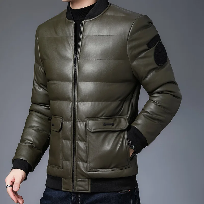 

Мужская теплая зимняя куртка на молнии, с воротником-стойкой