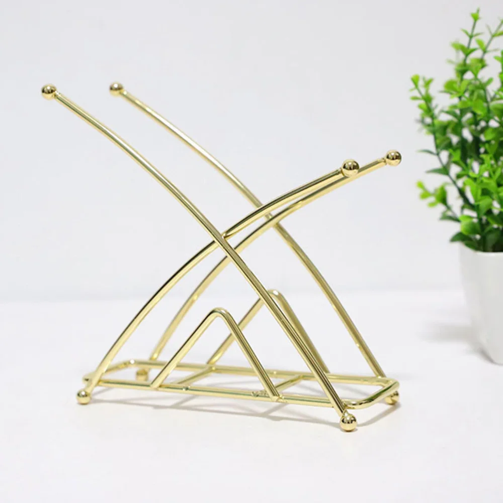 

1pc Golden Iron Napkin Holder Rack Home Banquet Restaurant Napkin Rack Stand