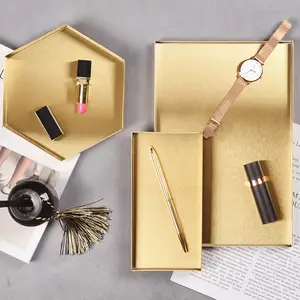 Металлический лоток для хранения в скандинавском стиле с геометрическим рисунком, настольная тарелка для фруктов, ювелирных изделий, органайзер для макияжа, подносы для украшения дома Вечерние