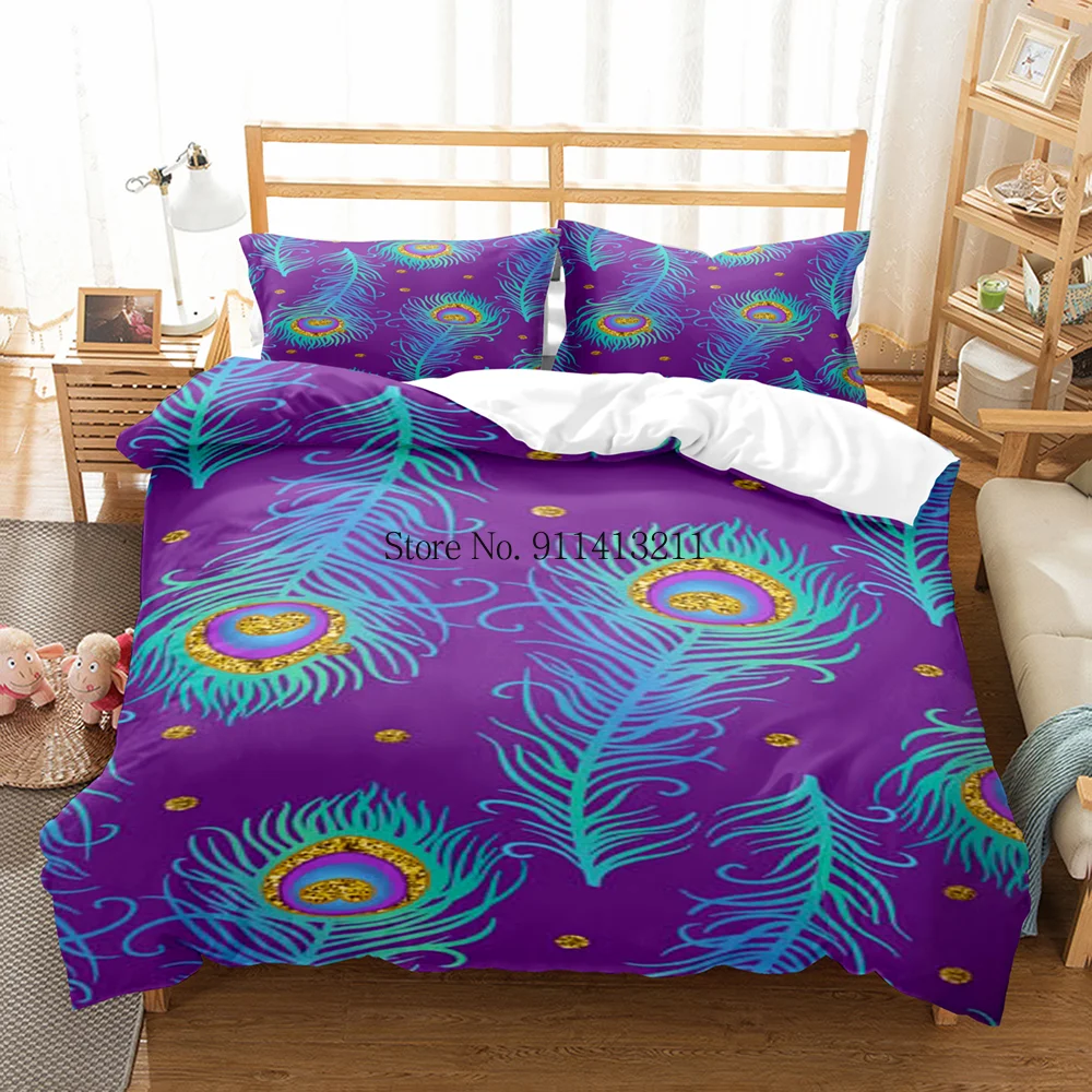 Богемные модные 3d постельные принадлежности набор пододеяльников из перьев
