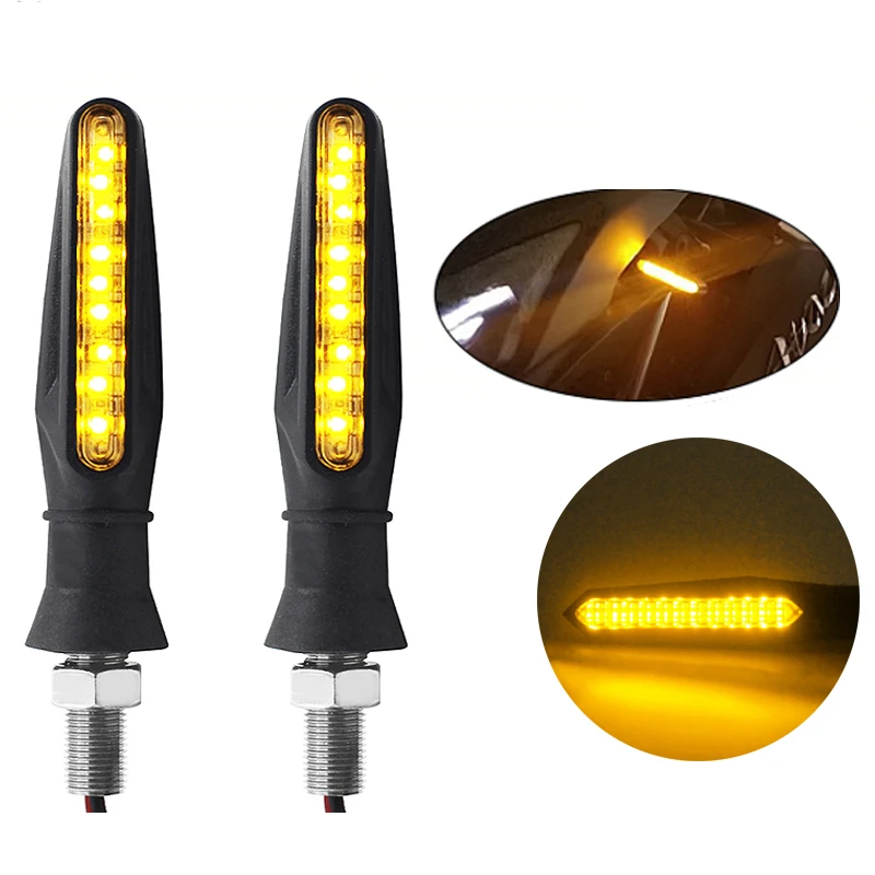 

2Pcs Motorcycle LED Signal Turn Light 12 SMD Tail Flasher Flowing Water Blinker Bendable Flashing Lights