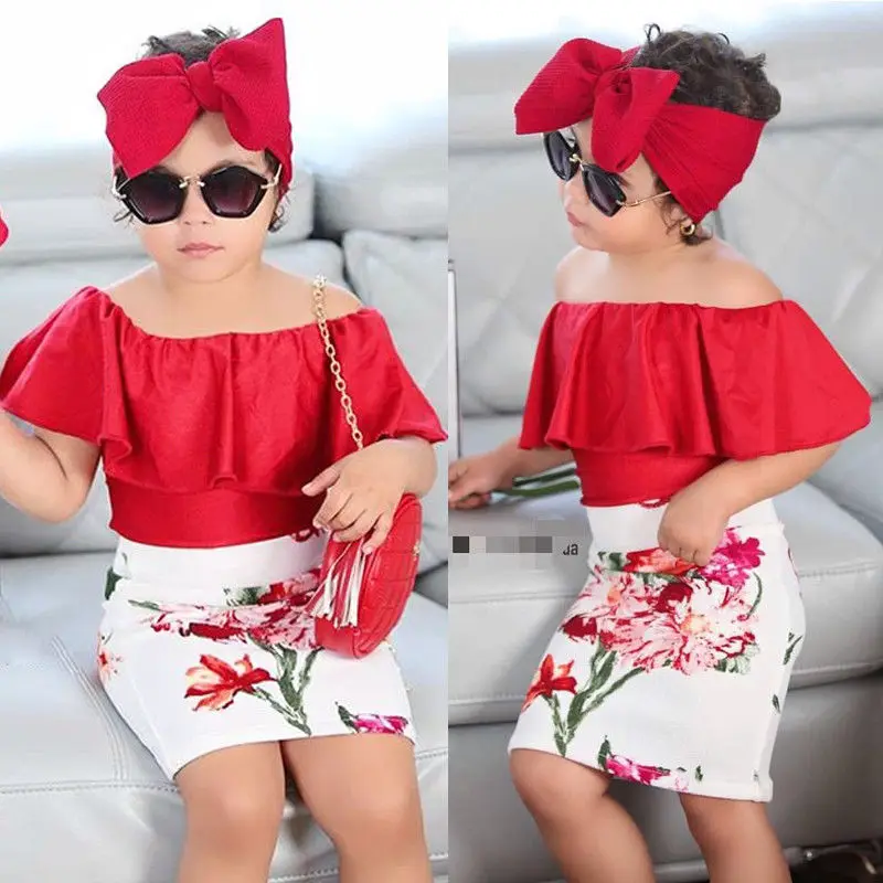 

Kids Clothes Pudcoco Girl Clothes Canis Kid Baby Girls Tops T-shirt Flower Skirt Dress Headband Outfit Clothes Set 2021 Hot Sale