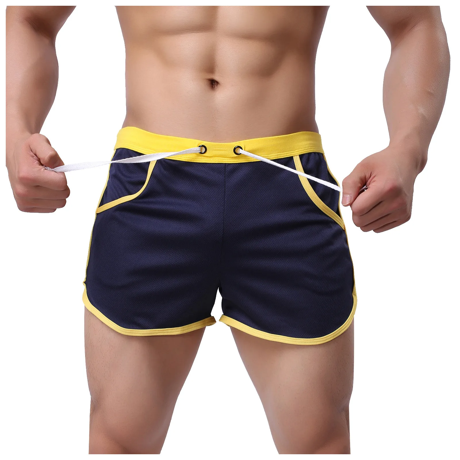 

Summer Mens Swimming Trunks Pockets Boxers Briefs Mesh Comfortable Drawstring Underpants Casual Sports Shorts Surfing Trunks A20