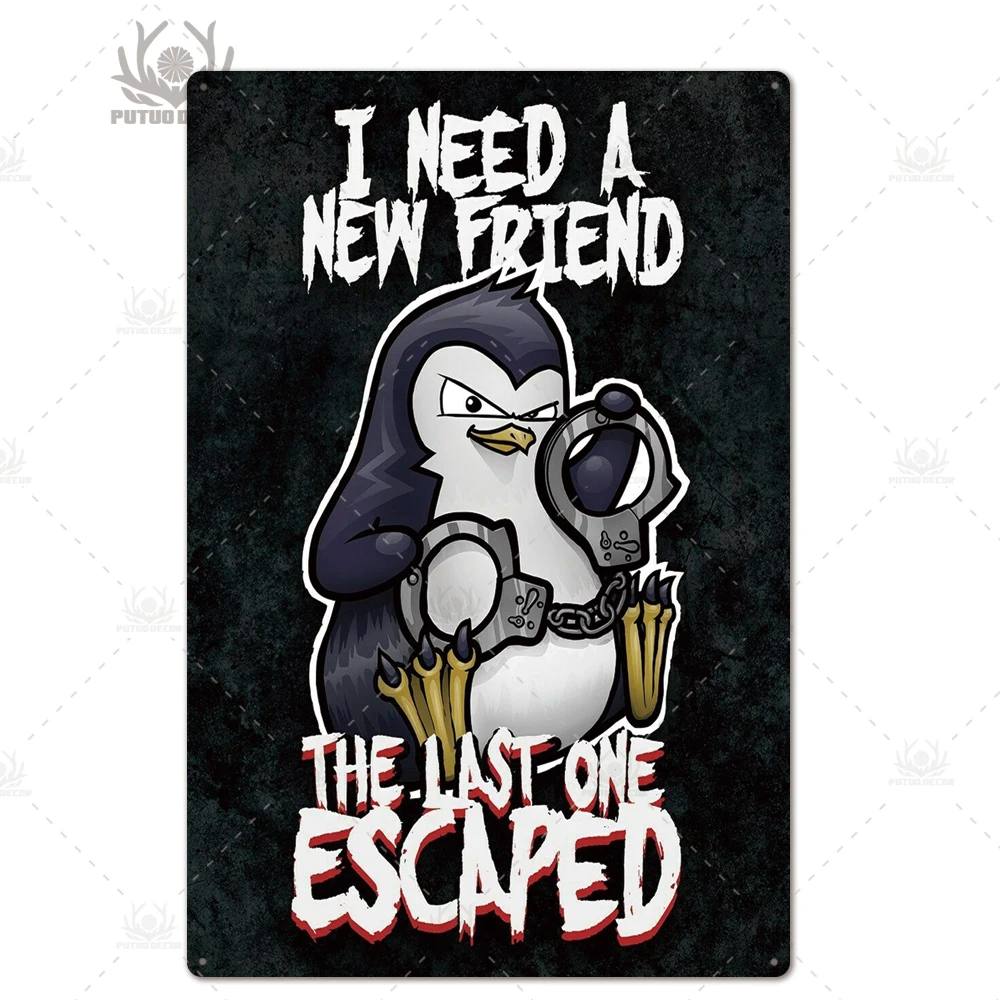 TH3034 Crazy Penguin металлический плакат Забавный металлический оловянный знак железная Живопись Домашний Декор декоративная металлическая тарелка Настенный декор - Цвет: TH3034