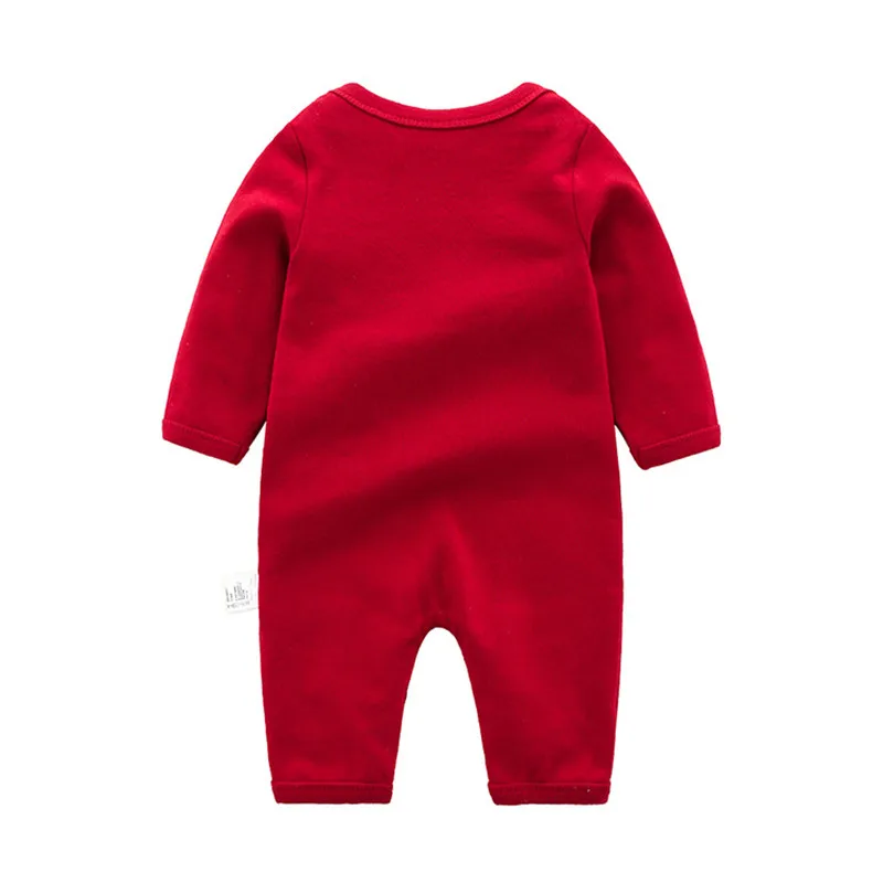 Baby Clothes Red O-Neck Wear A Hat Flower Pattern Romper Children'S Jumpsuit 2020 Spring And Autumn New |