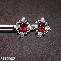 kjjeaxcmy fine jewelry natural ruby 925 sterling silver women gemstone earrings new ear studs support test beautiful hot selling