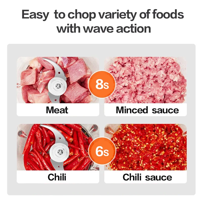 VOA 2 Speeds Electric Chopper Stainless Steel Meat Grinder Mincer Food Processor Slicer 2LCapacity Baby Supplement Machine | Бытовая