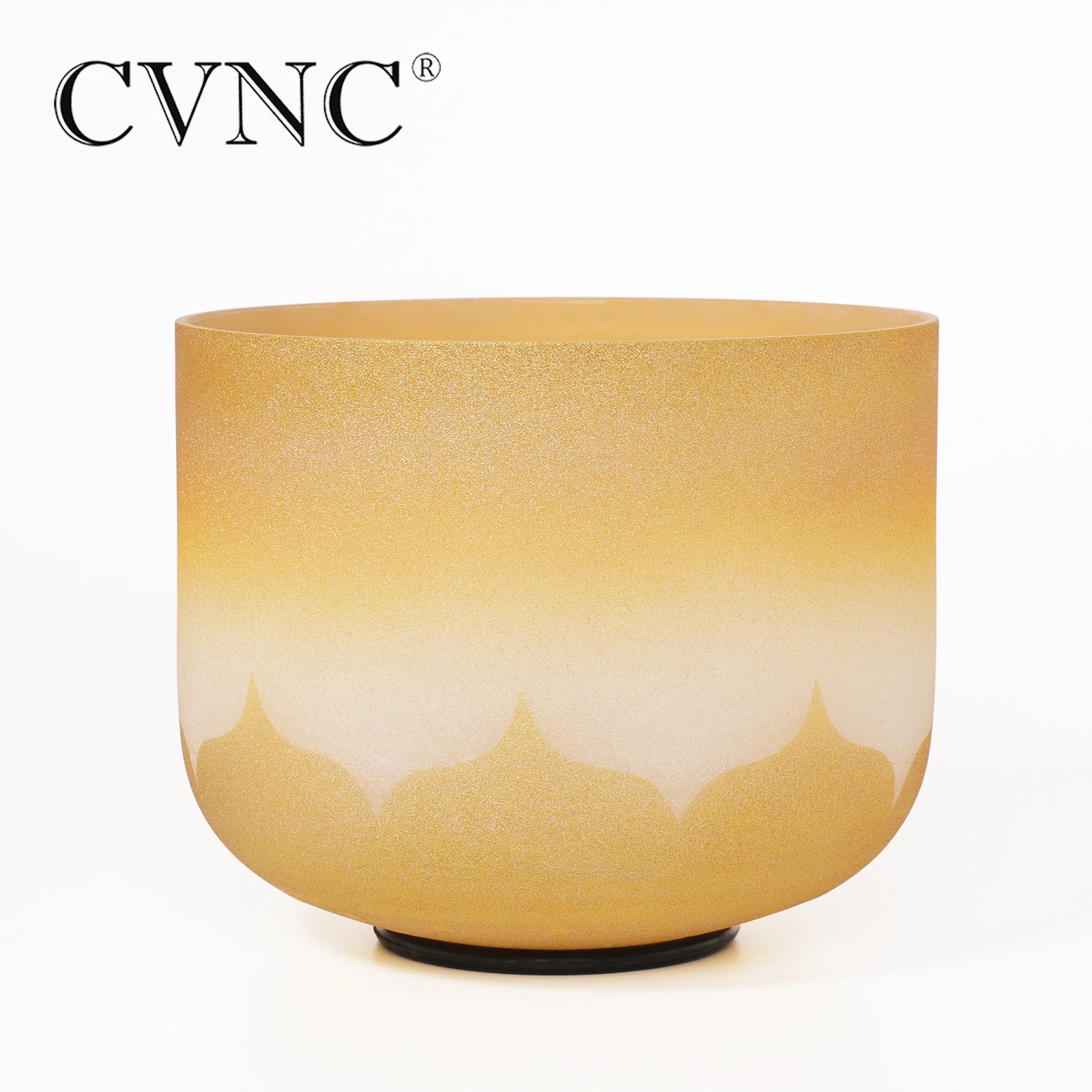 Enlarge CVNC 12 Inch Gold Lotus Chakra Quartz Crystal Singing Bowl C/D/E/F/G/A/B Note with Free Ruuber Mallet and O-ring for Meditation
