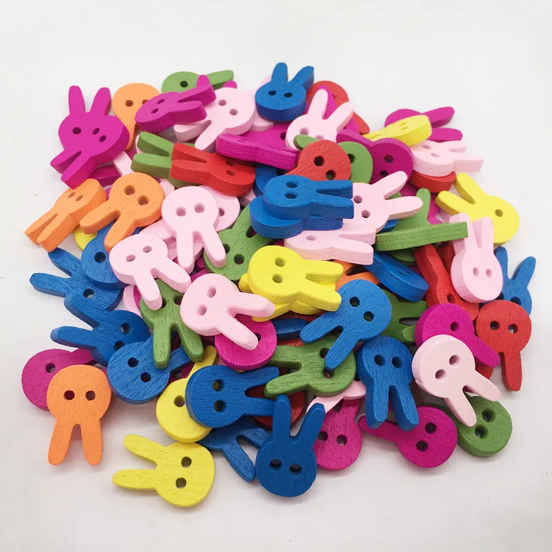 Ручная работа DIY цветные пуговицы кролика деревянные детская одежда ручной