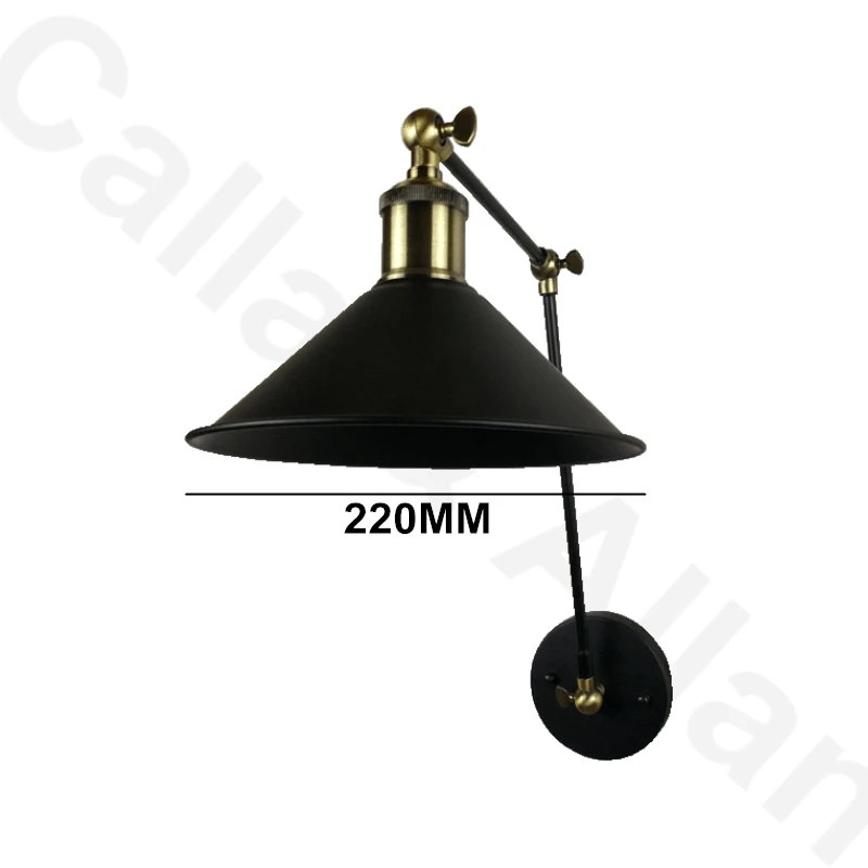 Бесплатная доставка Черный Железный Абажур настенный светильник с двойным