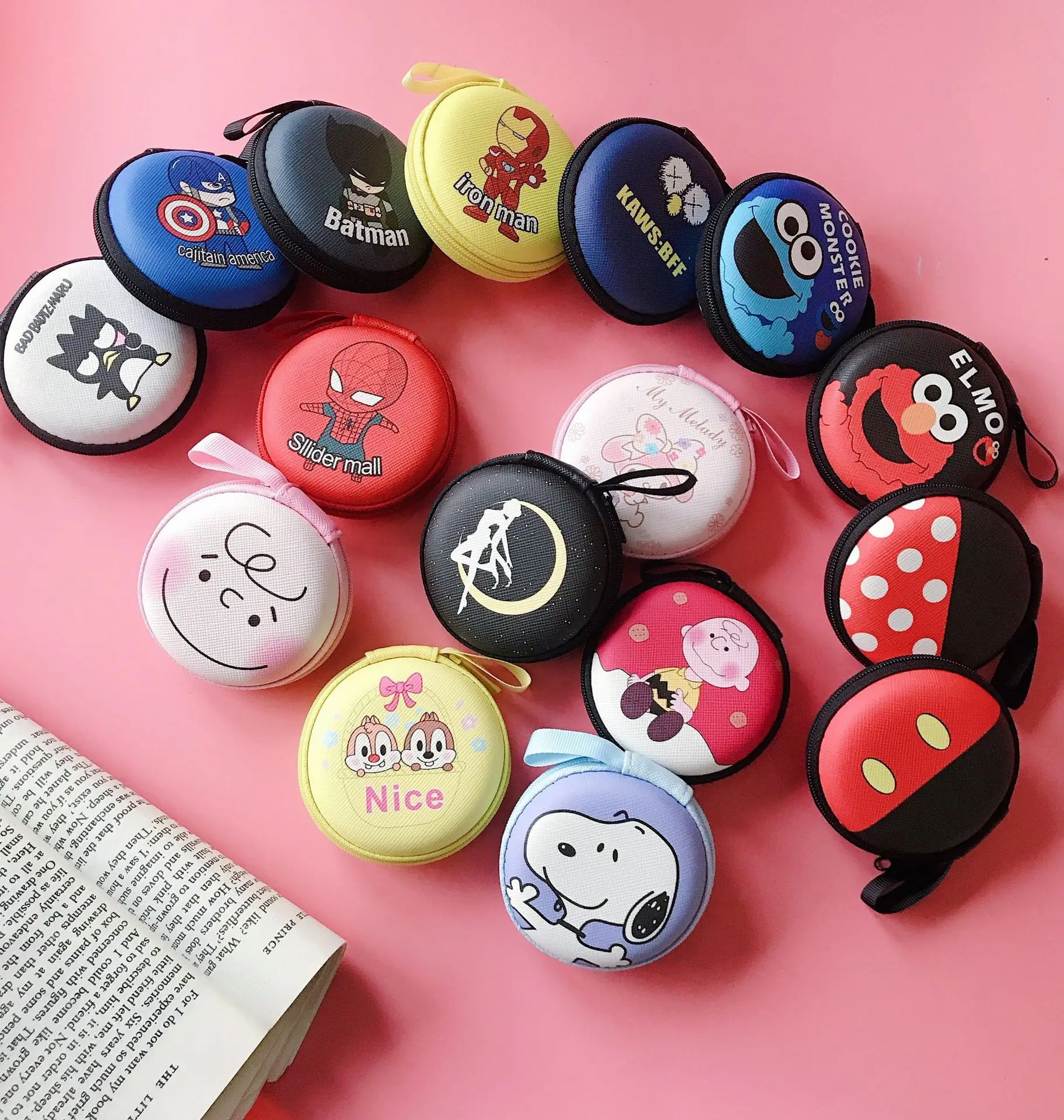 Disney minnie коробка для хранения наушников полиуретановый Кошелек для монет подвеска девочка мальчик Монета Сумка Человек-паук стежка ключ сумка кошелек