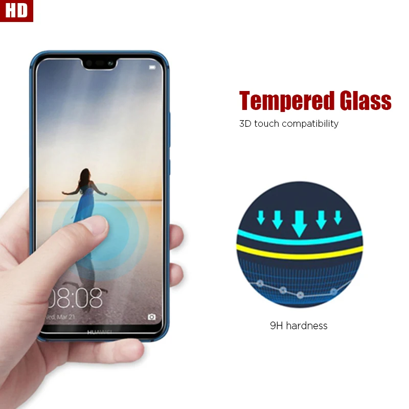 Защитное стекло с полным покрытием 9H для Huawei P30 Pro Lite P20 P40 Lite|Защитные стёкла и