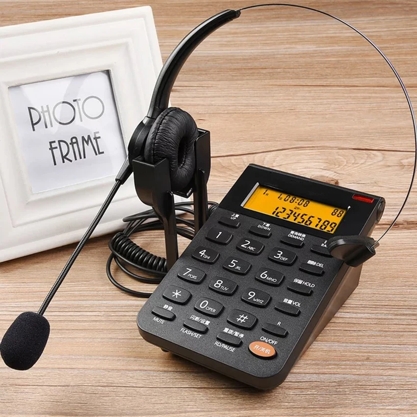 corded telephone with headset dialpad caller id computer recording backlit adjustable volume for house call center office free global shipping