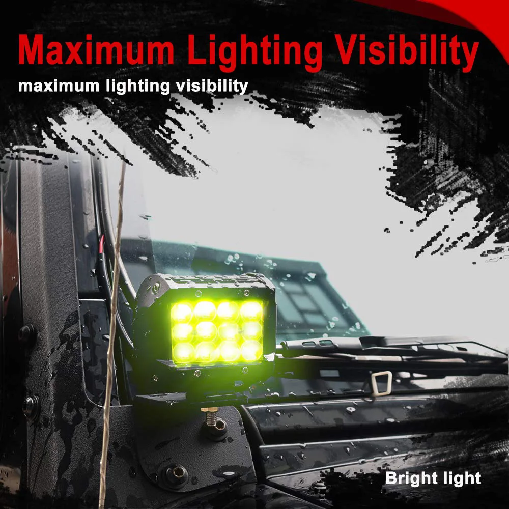 LYKAS 4D светодиодный рабочий свет 12 в 24 36 Вт 4 дюйма бар 3000 К 6000 для автомобиля