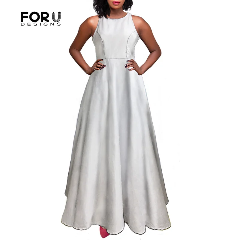 

FORUSEDIGNS Women Long Dress Print Sleeveless Round Neck Summer Casual Dresses Customize 3D Printing Wholesales Drop Shipping