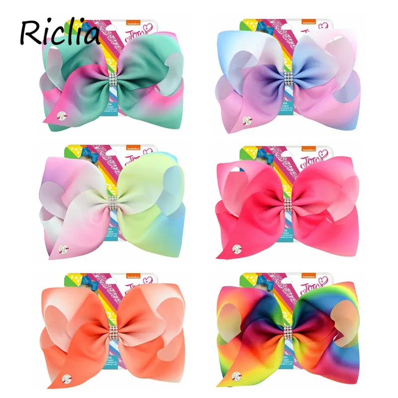 Riclia 6 шт./лот большой бант заколки для волос детей Красочные Красота ручной работы