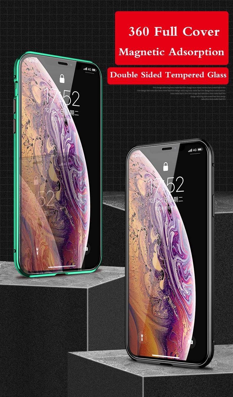 360 Полный Магнитный чехол для телефона iPhone 11 Pro 11 Pro MAX металлический бампер для iPhone XS XR XS MAX 8 7 6 6S Plus стеклянный чехол