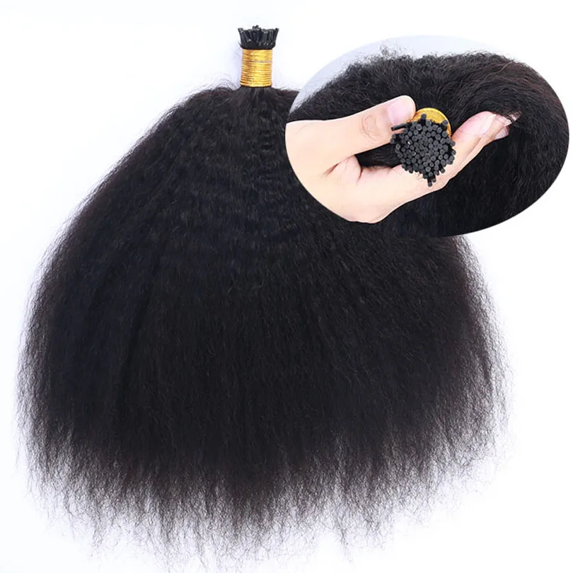 

Indian Remy Human Hair I Tip Hair 100 strand Kinky Straight Keratin I Tip Microlinks Human Hair Bundles Extensions