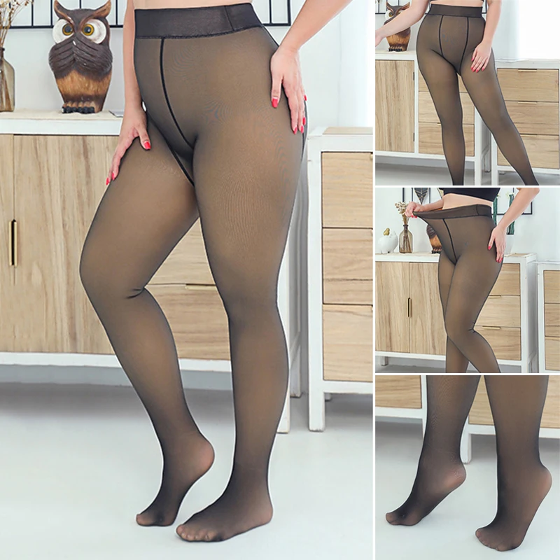 

Plus Size Fleece Lined Leggings Elastic Thicken Tights Comfortable Breathable One-Piece Warming Pants for Autumn Winter d88