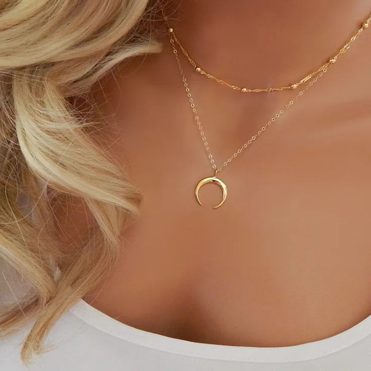 

Krasivaya Metal Double Layer Choker Necklace For Women Fashion Jewelry