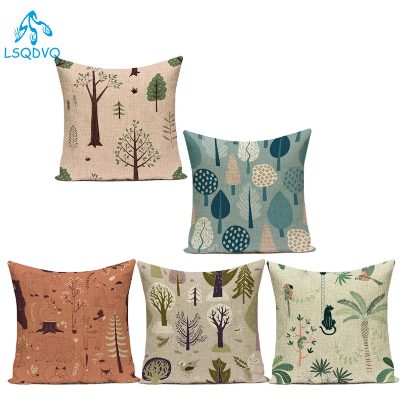 

Декоративная наволочка из полиэстера с милыми мультяшными животными, декоративная наволочка для диванной подушки, наволочка для спальни